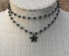 MIDNIGHT STAR Gunmetal Black Star CHOKER Choose Single or - Etsy Star Choker, Grunge Jewelry, Black Choker Necklace, Dope Jewelry, Funky Jewelry, Black Necklace, Diy Schmuck, Black Star, Bijoux Diy