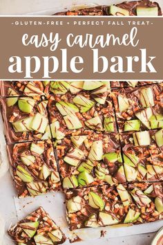 an easy caramel apple bark recipe with chocolate and apples