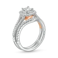 a white and rose gold engagement ring