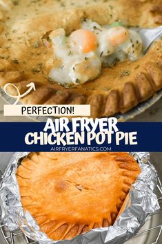 an air fryer chicken pot pie on top of foil