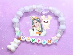 "Adorable kandi bracelet inspired by Dahyun from Twice and her representative color! <3 Display it with your kpop collection or wear it to show off your Twice bias! 💕 ✨Made with elastic stretch cord with knots glued for security ✨Size is 7\" unless you request a resizing in the personalization box or order note (see FAQ for sizing info) 🦋Disclaimers 🦋 -If you get a sizing adjustment the design won't be exactly as pictured  -Colors may appear different in person than they do in the photos Feel Twice Bracelet Ideas, Twice Bracelet, Kpop Inspired Bracelets, Concert Headbands, Jewelry Kpop, Bracelets Kandi, Pulseras Kandi, Kpop Diy, Kandi Bracelets