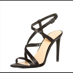 Vince Camuto Imagine Ramsey Black Satin Sandals Size 8 4” Heels Nib Includes Dust Bag Sleek Party Sandals With Straps, Black Sandals With Pointed Toe And Strap, Sleek Strappy Sandals For Party, Sleek Strapped Sandals For Party, Sleek Black Strappy Sandals, Sleek Black Strapped Sandals, Sleek Black Strap Sandals, High Heel Sandals With Straps For Date Night, High Heel Straps Sandals For Date Night