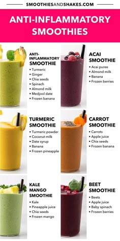 an info sheet with different smoothies in it