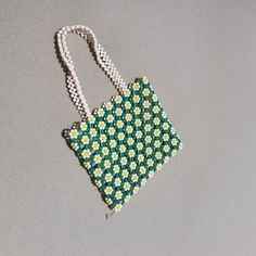 RUNGFA Handmade Daisy Beaded Bag, Beaded Purse, Pearl Shoulder Bag, Bead Handbag for Woman   SIZE: 11.4 x 9.8 inches  (29 x 25 cm)   PATTERN: Daisy Flowers on green background   DURABLE: Well made, sturdy bag Beaded Purses Pattern, Bead Bag Pattern, Beaded Bag Pattern, Beaded Bags Pattern, Seed Bead Purse, Bead Handbag, 2024 Creative, Bead Purse, Beaded Crossbody Bag