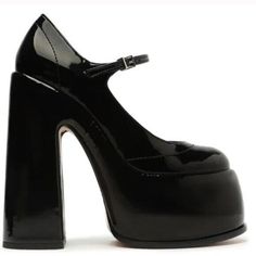 Elevate your shoe game with these stunning Schutz Zayne patent Mary Jane black platform block buckle pump heels. The round toe and buckle closure add a touch of sophistication, making them perfect for any occasion, whether it's a party, formal event, or business meeting. The solid pattern and sleek black color make them versatile enough to pair with any outfit. Crafted from high-quality leather, these heels are durable and comfortable enough to wear all day long. The 9 US shoe size is the perfect fit for any woman, making these shoes a must-have in your wardrobe. Shop now and add these timeless Schutz heels to your collection. Platform Mary Jane Heels In Patent Leather, Mary Jane Platform Heels In Patent Leather, Mary Jane Patent Leather Platform Heels, Schutz Heels, Pump Heels, Black Platform, Business Meeting, Shoe Game, Solid Pattern