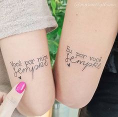 two women with matching tattoos on their arms that say, i love you mom and daughter