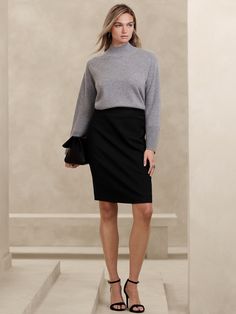 Classic Pencil Skirt | Banana Republic Factory Versatile Black Skirt For Fall, Black Skirt Autumn Outfit, Black Winter Workwear Pencil Skirt, Black Winter Pencil Skirt For Workwear, Black Winter Pencil Skirt For Work, Winter Workwear Mini Pencil Skirt, Black Mini Skirt For Winter Workwear, Winter Black Mini Skirt For Workwear, Winter Mini Pencil Skirt