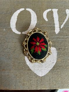 Embroidery poinsettia flower 1920 brooch AND pendant (two in one). Measures. 55mm x 43mm No chain provided, pendant hole pretty large to fit most chains. No stamps  Stainless steel metal For more vintage jewelry: Www.etsy.com/shop/Ashley3535 Embroidery Poinsettia, Embroidery Pendant, Embroidery Brooch, Poinsettia Flower, Christmas Poinsettia, Craft Stuff, Christmas Gift For Her, Brooch Vintage, Vintage Stuff