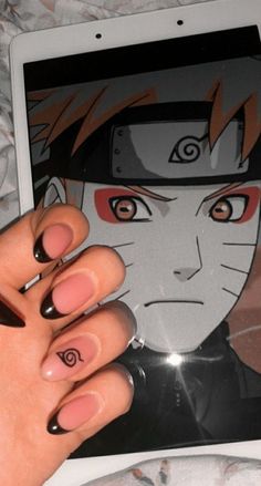 Naruto Nails, Anime Nail, Cute Simple Nails, Anime Nails, Goth Nails, Soft Nails, Short Acrylic Nails Designs, Nails Desing, Dream Nails