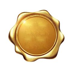 a gold wax seal on a white background with clipping for text or image to be added