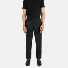 Free U.S. shipping and returns. View SHIPPING TIMES. Slim fit black leopard pants. Tapered from thigh to hem with room for comfort. Can be worn as casual or dress pants.  Sizing questions? Click the Sizing tab below.;  STH engraved buttons.;  Asymmetrical button closure.;  YKK zipper fly.;  2.25 in belt loops.;  5 pocket styling including coin pocket.;  Pleated.;  85% polyester, 15% rayon.;  Machine wash cold. Tumble dry low.;  Imported.;  Quick Fit Guide: Hitmaker  slim fit, narrow, and tapered Leopard Pants, Vegan Leather Jacket, Black Leopard, Ykk Zipper, Sweaters And Leggings, Slim Fit Pants, Fit Pants, Pants Straight, Pair Of Pants