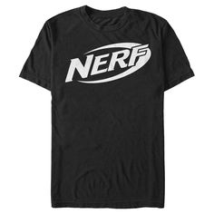 It's Nerf or nothing! Prepare for battle with an officially licensed Nerf style. The Hasbro-owned toy brand is all about bringing home the fun and these classic Nerf tees will be no different. Hit a bullseye when it comes to your style with apparel that celebrates your favorite foam blaster toys! Size: 2xl. Color: black. Gender: male. Age Group: adult. Pattern: Product Logo. Material: Cotton. Black Streetwear Top With Front Logo, Black Top With Front Logo For Streetwear, Black Tops With Front Logo For Streetwear, Black Logo Emblem T-shirt, Black Short Sleeve T-shirt With Logo Emblem, Black Short Sleeve Tops With Logo Emblem, Black Short Sleeve Top With Logo Emblem, Black Tops With Logo Emblem For Streetwear, Fan Merchandise Graphic Tee With Logo