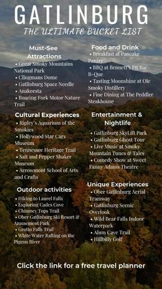 the ultimate guide to gatlinburg, the ultimate bucket list for hikers