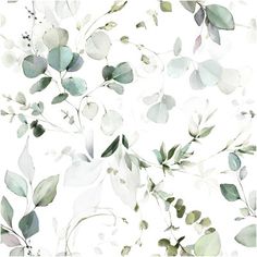 watercolor painting of green leaves and branches