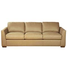 a tan leather couch on a white background