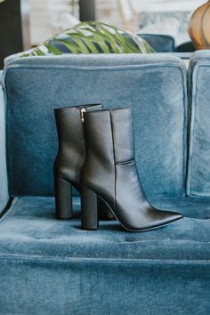 Girl, let your hair down, put on your fanciest outfit, and take a walk on the wild side in the Lulus Dawson Black Pebble Pointed-Toe Mid Calf Boots! Pebbled vegan leather shapes these trendy boots with a pointed toe upper, mid-calf shaft with a 11"" circumference, and an 8.5"" gold zipper at instep, all atop of a sleek wrapped block heel. 4. 25" Wrapped Block Heel. Cushioned Insole. All Man Made Materials. Imported. Lulus | Dawson Black Pebble Pointed-Toe Mid Calf High Heel Boots | Size 7 | Vega Black Leather Calf Boots Outfit, Calf Boots Outfit, Womens Dress Boots, Black Mid Calf Boots, Classic Clothes, Trendy Socks, Trendy Boots, Fashion Book, Walk On The Wild Side