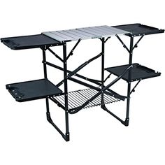 Portable folding cook station brings the kitchen outside with counter and storage space for a camping stove or grill, cooking utensils, and cookware Portable Camp Kitchen, Folding Kitchen Table, Country Kitchen Accessories, Outdoor Folding Table, Portable Grill