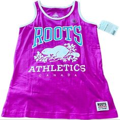 Roots Sleeveless Tank Top With Beaver Kids Large This Is New With Tags. Sleeveless Tops For Playwear, White Sleeveless Tops For Playwear, Sleeveless Cotton Tank Top For Playwear, Casual Pink Tank Top For Playwear, Casual Sleeveless Tank Top For Play, Sleeveless Purple Tops For Playwear, Purple Sleeveless Top For Playwear, Casual Purple Tank Vest, Pink Cotton Tank Top For Playwear