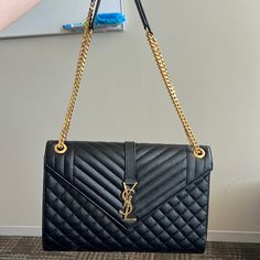 Authentic Large Envelope Bag In Noir. Purchased 4/24/2022 At Ysl In Store, Can Show Proof Of Purchase. Excellent Condition. Ysl Black Large Bag, Noir Color, Large Envelope, Saint Laurent Bags, Yves Saint Laurent Bags, Envelope Bag, Chanel Classic, Yves Saint Laurent, Saint Laurent