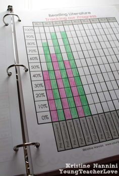 an open planner with pink and green squares on it, sitting on top of a table