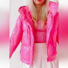 Nwot Size Small Barbie Jacket, Shiny Puffer Jacket, Sparkle Romper, Sassy Shortcake, Fancy Fits, Preppy Girls, Cute Preppy Outfits, Pink Coat, Dressed To Kill