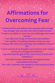 the poem affirmmations for overcoming fear