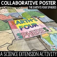 an earth's four spheres poster is shown with the caption for this science activity