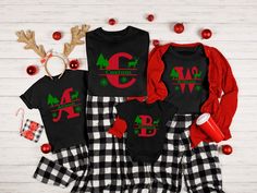 Christmas Custom Name Initial Shirt, Xmas Matching Pajama, Family Christmas Shirt, Personalized Christmas Couple Shirt,Christmas Group Shirt ➤HOW DO I KNOW WHAT SIZE FITS ME BEST To See Our Size Chart, Please Make Sure To Scroll Through The Photos. The Measurements For Our Shirts Are Listed There As Well. These Are A Unisex Fit, So They Will Be Looser If You Order Your Normal Women's Size. For A More Fitted Look, Most People Will Size Down. Please Keep In Mind That Our Size Chart Measurements Ar Black Shirt For Winter Holiday, Black Long Sleeve Holiday Shirt, Black Crew Neck Shirt For Christmas, Black Christmas Festive Tops, Black Long Sleeve Christmas Shirt, Festive Black Christmas Tops, Black Festive Tops For Christmas, Black Christmas Holiday Top, Black Festive Christmas Top