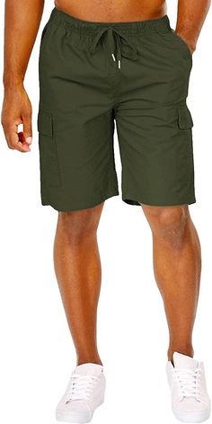 This men's cargo shorts is designed to provide a classic, loose fit. The army green color has multi pockets for storage of essential items. Perfect for outdoor activities, these shorts are a reliable, fashionable choice. 100% Cotton Imported Drawstring closure Machine Wash Brand Size Sleeve Length Chest Shoulder S 24.4 33.5 17.2 M 24.8 35.4 17.7 L 25.2 37.4 18.2 XL 25.6 39.4 18.7 2XL 25.8 41.3 19.3 3XL 26 44.3 20 Summer Hiking Cargo Pants With Pockets, Summer Cargo Pants With Pockets For Hiking, Summer Hiking Cargo Pants With Cargo Pockets, Khaki Cargo Shorts For Summer Outdoor Activities, Summer Khaki Cargo Shorts For Outdoor, Summer Hiking Short Cargo Pants, Summer Hiking Cargo Shorts With Multiple Pockets, Summer Hiking Cargo Shorts, Khaki Shorts With Pockets For Outdoor Activities