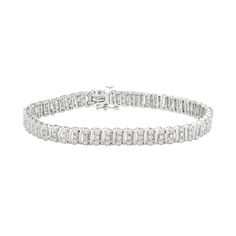 Sterling Silver 1/2 Carat T.W. Diamond Tennis Bracelet, Women's, Size: 7", White Timeless Diamond Channel Set Tennis Bracelet, Formal Diamond Tennis Bracelet Channel Set, Classic Diamond White Tennis Bracelet With Baguette Diamonds, Diamond White Channel Set Diamond Bracelet, Classic Silver Diamond Bracelet With Baguette Diamonds, Fine Jewelry Diamond White Diamond Bracelet With Channel Set, Elegant Formal Channel Set Tennis Bracelet, Elegant Silver Tennis Bracelet With Channel Set, Elegant Silver Channel Set Tennis Bracelet