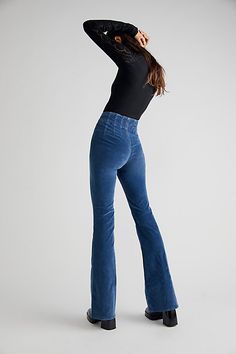 The perfect corduroy version of our top-rated style from our We The Free collection.**Fit:** Super high-rise, flared silhouette **Features:** Exaggerated yoking throughout, soft corduroy fabrication, exposed button fly, flattering flat front and back **Why We <3 It:** Retro-inspired with contemporary edge, these jeans are sure to stun with every wear. 60s Jeans, Cool Jeans, Jeans Free People, Everyday Clothing, Jeans With Heels, All Jeans, Weekly Outfits, Blue Fits, Free People Movement