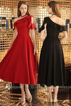 10% off now|Free shipping world-wide. Elegant Tea Length Black Semi Formal Dress With Ruffles Shoulder at GemGrace. Click to learn our pro custom-made service for wedding dress, formal dress. View #HomecomingDresses for more ideas. A-line Midi Dress With Ruffles For Banquet, Formal Ruffled Midi Dress For Party Season, Formal Midi Dress With Ruffles For Party Season, Ruffled Midi Dress For Party Season, Solid Ruffled Midi Dress For Party, Solid Color Ruffle Midi Dress For Party, Black Off-shoulder Midi Dress With Ruffles, Formal Black Tea Length Dress, Solid Color Evening Midi Dress With Ruffles