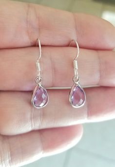 Sterling Silver Teardrop Pendant For Pierced Ears, Light Purple Jewelry, Alexandrite Earrings, Purple Amethyst Earrings, Alexandrite Jewelry, Orange City, Dress Sets, Amethyst Stones, Teardrop Dangle Earrings