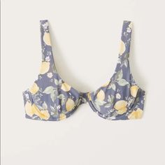 Nwot Abercrombie And Fitch Lemon Print Underwire Retro Bikini Top Brand New Never Worn! Ordered A Size Too Small. So Gorgeous And Very Flattering On. Love The Colors So Much! Do Not Have The Bottoms. No Padding. Retro / 90s Style. Super Cute And Trendy Coquette Lemon Print In Contrast To The Light Blue Looks So Good With A Tan! Perfect To Wear For A Day At The Beach Or Just Tanning At The Pool! Reasonable Offers Are Welcomed Always Yellow Triangle Top Swimwear With Padded Cups, Yellow Swimwear With Padded Cups For Vacation, Yellow Padded Swimwear For Vacation, Fitted Lemon Print Swimwear, Lemon Print, Abercrombie Kids, 90s Style, Abercrombie And Fitch, Retro 90s