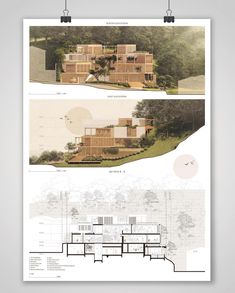 two different views of the house from above and below, with diagrams on each side