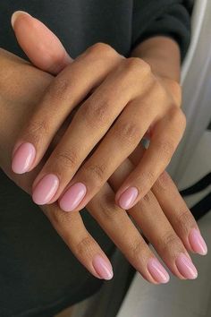 Short Pink Nails, Kutek Disney, Baby Pink Nails, Pink Gel Nails, Light Pink Nails, Short Gel Nails, Cute Gel Nails, Round Nails, Her Nails