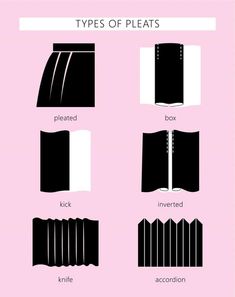 6 Types of Pleats for Skirts and Pants Different Types Of Pleats, Pleated Pants Pattern, Types Of Pleats, Pleated Skirt Pattern, Knife Pleated Skirt, Safety Kit, Knife Pleat, Box Pleat Skirt, Garment Sewing