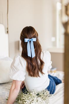 Richmond Kentucky, Grandmillennial Style, Preppy Accessories, Blue Hair Bows, The It Girl, Instagram Queen, Satin Ribbon Bow, Bow Accessories, Ribbon Hair Bows