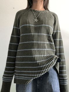 ⚡Buy 2023 Striped Ribbed Pullover Knit Sweater Gray S under $45.00 in Sweaters at AnotherChill.com Online. Style: Casual/Street/Vintage/Y2K/Sweet/Preppy. Fabric Content: Acrylic Blend. Fit Type: Slim fit. Neckline: Crew Neck. Sleeve Length: Long Sleeve. : Embrace the nostalgia of y2k aesthetics with our cozy and warm knit sweater. Crafted from ribbed acrylic knit fabric, this slim-fitting sweater features a longline fit and a captivating contrast pinstriped pattern design. Stay stylish and comfo Warm Knit Sweater, Knitting Sweater, Sweater Oversize, Preppy Look, Long Sleeve Striped Top, Knitted Pullover Sweaters, Grunge Outfits, Striped Long Sleeve, Black Sweaters