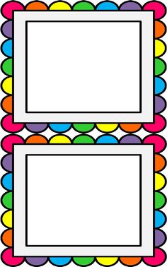 two frames with colorful circles on the edges and one has a blank space for text