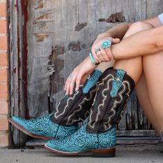 Hee Haw, Western Shoes, Purple Boots, Western Boutique, Glitter Boots, Rodeo Outfits, Western Wear For Women, Turquoise Leather, Square Toe Boots