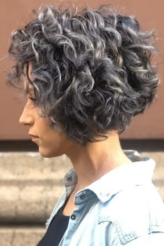 Sassy Short Curly Hairstyles To Wear At Any Age! ★ Short Type 3 Curly Hairstyles, Curly Hair Wedge Haircut, Short Gray Hairstyles Over 60 Curly, Grey Curly Short Hair, Womens Curly Bob Hairstyles, Curly Hair Bobs Angled, Short Curly Hairstyles Older Women, Hairstyles 2023 Trends Short Curly, Messy Curly Bob Hairstyles