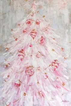 a painting of a pink christmas tree