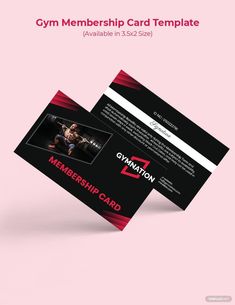 two black and red business card templates on a pink background with the words gym