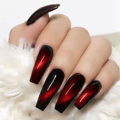 Red And Black Nail, Nail Art Dessin, Ombre Chrome Nails, Ruby Nails, Red Chrome Nails, Red Ombre Nails, Unghie Sfumate