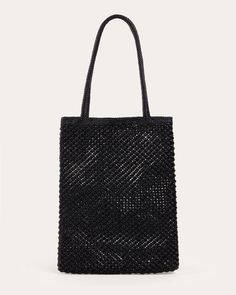 Como Tote Bag, Black Weave dear-frances Handwoven Evening Tote Shoulder Bag, Elegant Handwoven Shoulder Bag With Double Handles, Evening Handwoven Tote Bag, Modern Black Handwoven Bag, Square Shoulder Bag With Braided Handles For Evening, Evening Woven Leather Rectangular Bag, Evening Square Bag With Braided Handles, Black Woven Bags For Formal Occasions, Black Handwoven Shoulder Bag For Evening