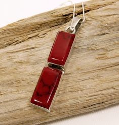 "Sterling Silver 925 & Red Jasper Pendant Necklace Southwestern Inspired, Sterling Silver 925  Hinged Pendant, Adorned With Red Jasper  Hangs From An 18\" Sterling Silver Chain With Spring Ring Closure The Rectangular Pendant Measures 3/8\" Wide 1 3/4\" Without The Bail 2\" With The Bail Just Under 3/8\" Depth Marked 925 On The Bail jujubee1.etsy.com To Browse My Shop" Red Rectangular Sterling Silver Jewelry, Rectangular Red Sterling Silver Jewelry, Red Southwestern Sterling Silver Necklace, Red Southwestern Style Jewelry Gift, Southwestern Style Red Jewelry For Gift, Southwestern Style Red Jewelry For Gifts, Southwestern Style Red Necklace For Gift, Red Jasper Jewelry, Red Jasper Necklace