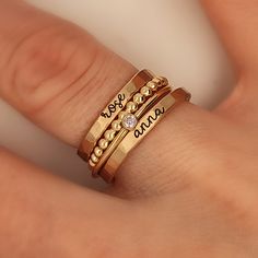 Mom Rings, Personalized Stackable Rings, Gold Inspo, Stackable Name Rings, Children Names, Stackable Ring Sets, Mom Ring, Name Ring, Kids Rings