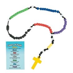 Teach Sunday School and Vacation Bible School students more about the rosary and how to pray it with this fun craft kit. This great craft project goes through the Colors of Faith and what they mean and little believers are left with their very own rosary. Includes 1/4" plastic pony beads 1-3/4" wooden cross and a 61" breakaway satin cord. 36" Makes 12. All craft kit pieces are pre-packaged for individual use. Kits include instructions. OTC Rosary Craft, Catechism Crafts, Real Diamond Necklace, How To Pray, Dainty Diamond Necklace, The Rosary, Vacation Bible School, Minimalist Gifts, Wooden Cross