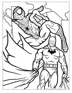 batman and spiderman coloring pages